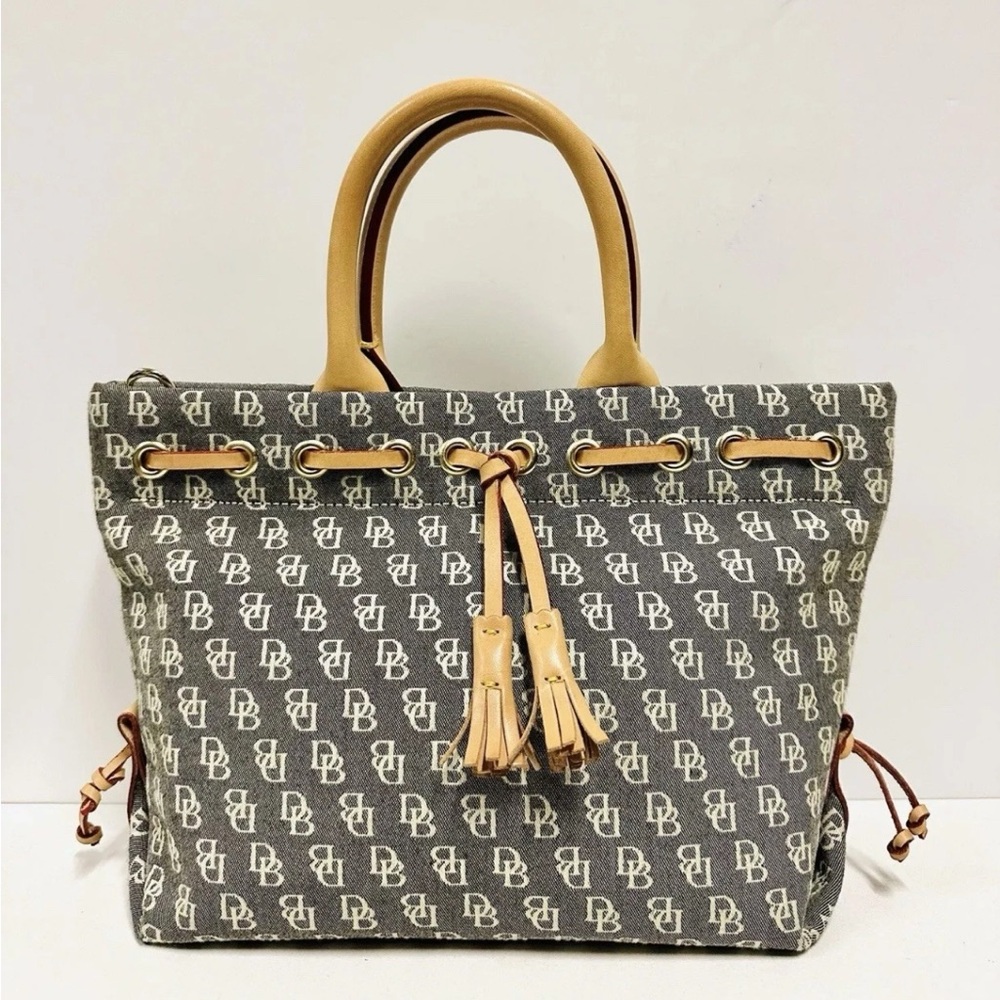 Dooney & Bourke Gray and Tan Monogram Tote